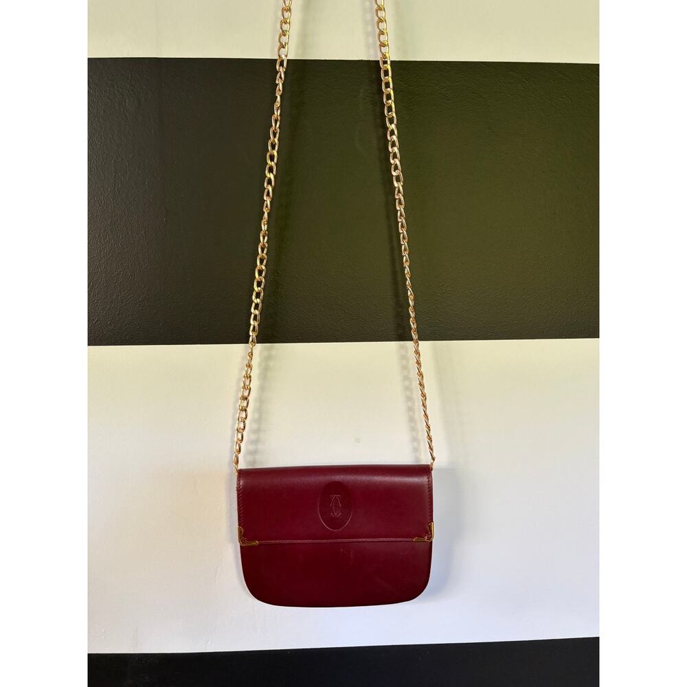 Cartier Burgundy Leather Pouch/Clutch - INCLUDES COA AND CHAIN - Picture 9 of 9